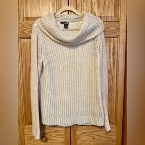 DKNY Cream Ribbed Cowl Neck Sweater